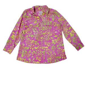 Women's D & Co Denim & Company Button-Up Blouse Size XL